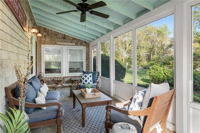 15 Rumstick Dr, Barrington, RI 02806 - sunroom featuring ceiling fan and an outdoor living space