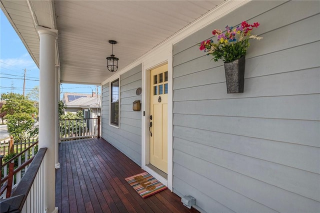 wooden deck with covered porch