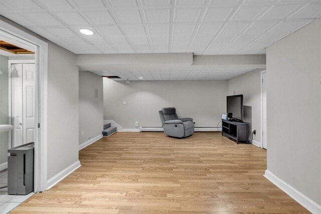 23 Blissdale Ave, Cumberland, RI 02864 - unfurnished room featuring light wood-type flooring, baseboards, baseboard heating, and recessed lighting