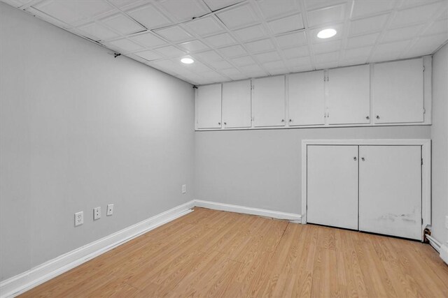 23 Blissdale Ave, Cumberland, RI 02864 - below grade area with light wood-type flooring, recessed lighting, and baseboards