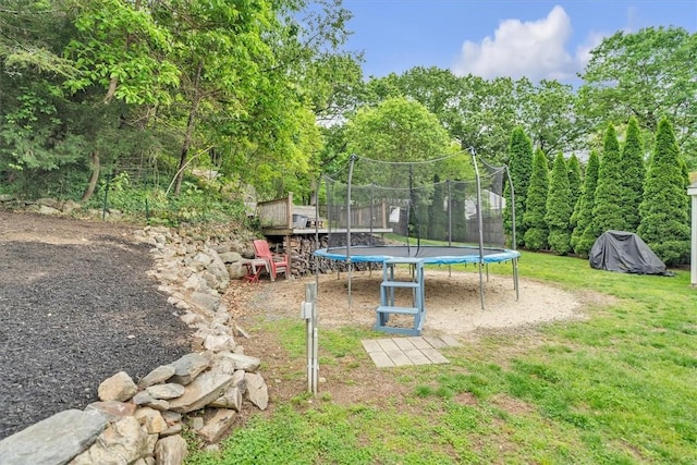 23 Blissdale Ave, Cumberland, RI 02864 - view of green lawn featuring a trampoline