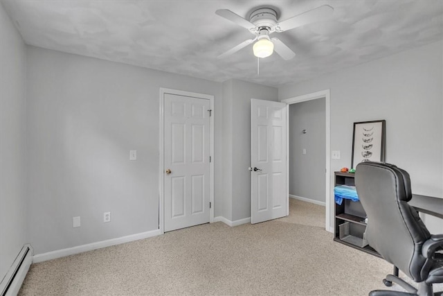 23 Blissdale Ave, Cumberland, RI 02864 - carpeted office featuring baseboard heating, ceiling fan, and baseboards