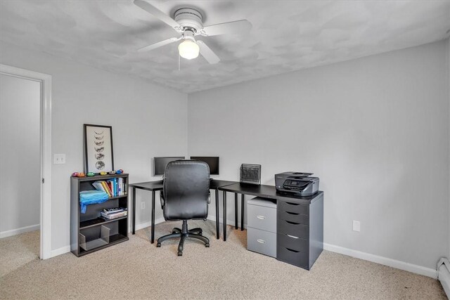 23 Blissdale Ave, Cumberland, RI 02864 - carpeted office with a ceiling fan, baseboard heating, and baseboards