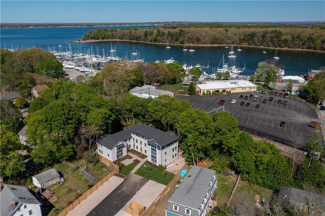 32 Exchange St Unit 101, East Greenwich, RI 02818 - aerial overview of property's location featuring a large body of water