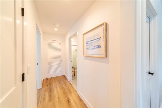 32 Exchange St Unit 101, East Greenwich, RI 02818 - hallway featuring light wood-style flooring, baseboards, and recessed lighting