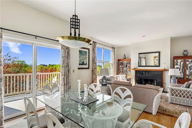 15 Hammersmith Rd Unit 19, Newport, RI 02840 - dining area with wood finished floors and a fireplace