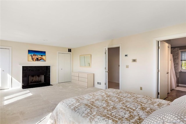 15 Hammersmith Rd Unit 19, Newport, RI 02840 - carpeted bedroom with a fireplace and two closets
