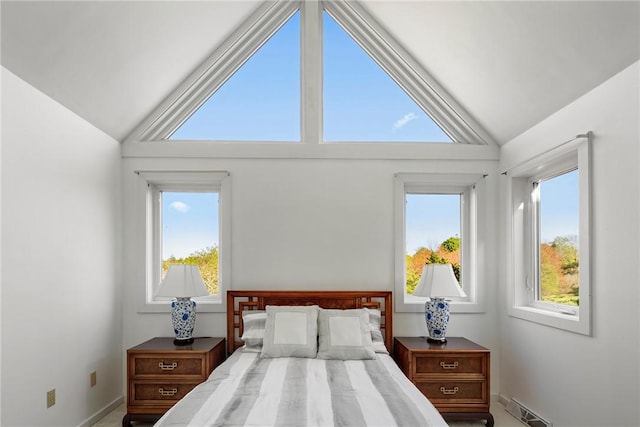 15 Hammersmith Rd Unit 19, Newport, RI 02840 - bedroom with vaulted ceiling, multiple windows, and baseboards