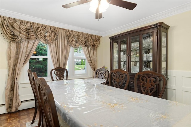 19 S Locust Ave, North Providence, RI 02911 - dining space with ceiling fan and ornamental molding