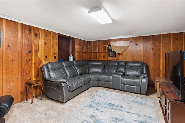 19 S Locust Ave, North Providence, RI 02911 - living room with wood walls and ornamental molding