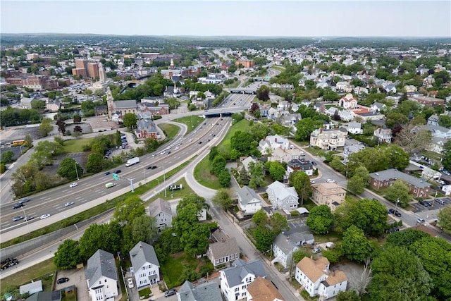 115 Division St, Pawtucket, RI 02860 - aerial view of property and surrounding area with a major roadway and nearby suburban area