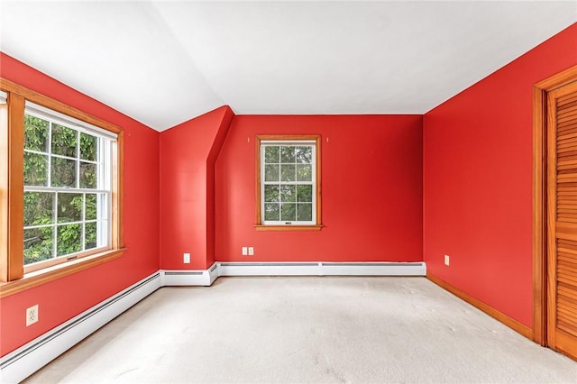 40 Wood Ave, Narragansett, RI 02882 - bonus room with vaulted ceiling, carpet, baseboards, and baseboard heating