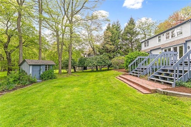 40 Wood Ave, Narragansett, RI 02882 - view of grassy yard featuring stairs and a deck