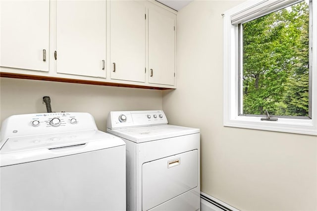 40 Wood Ave, Narragansett, RI 02882 - washroom featuring cabinet space, independent washer and dryer, and a baseboard heating unit