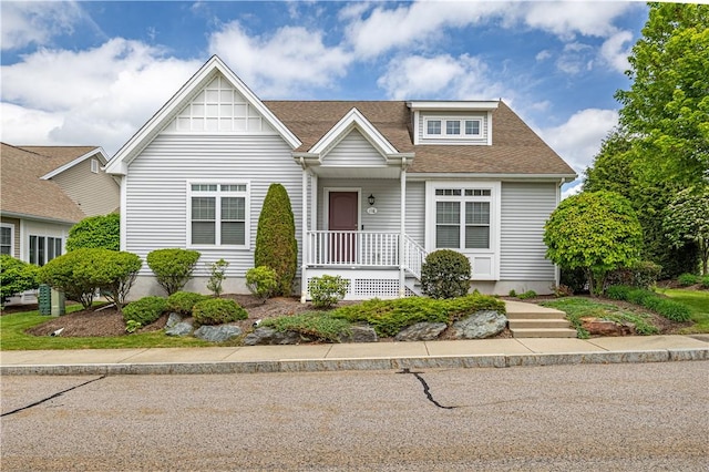 view of front of property with roof with shingles