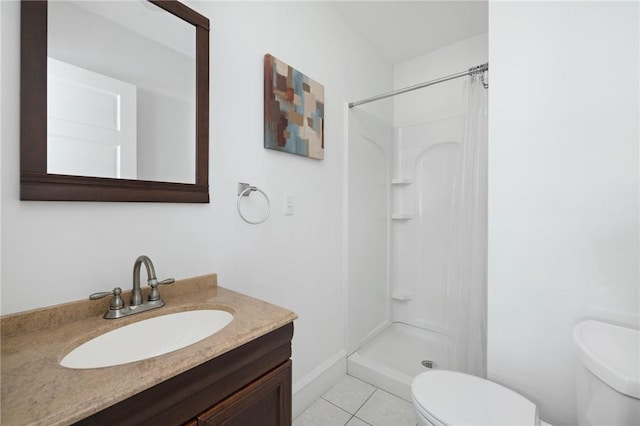 224 Raleigh Ave, Pawtucket, RI 02860 - full bathroom with toilet, a shower with shower curtain, vanity, tile patterned flooring, and baseboards