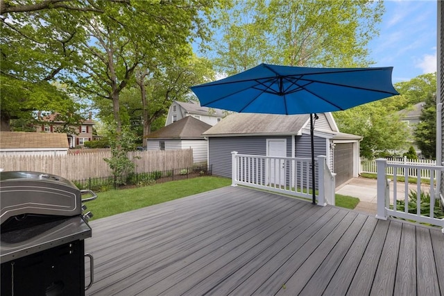 224 Raleigh Ave, Pawtucket, RI 02860 - wooden terrace with area for grilling and a garage