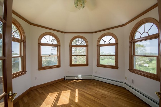 3622 Main Rd, Tiverton, RI 02878 - empty room featuring crown molding, wood finished floors, plenty of natural light, and baseboards