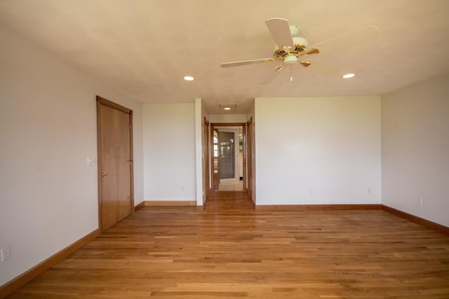 3622 Main Rd, Tiverton, RI 02878 - unfurnished room featuring recessed lighting, light wood-style flooring, baseboards, and a ceiling fan