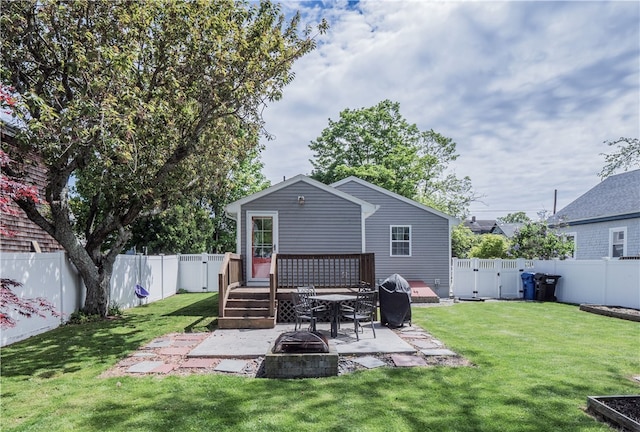 24 Southmayd St, Newport, RI 02840 - rear view of house with a patio area, a deck, an outdoor fire pit, and a gate