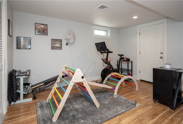 24 Southmayd St, Newport, RI 02840 - workout room featuring light wood-style flooring and recessed lighting