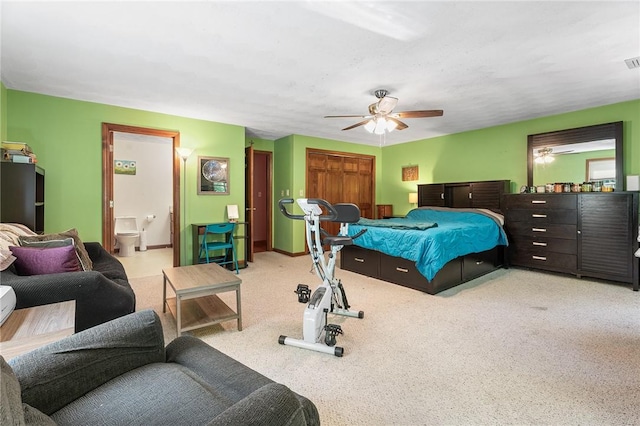 607 Brookhaven Ln, Woonsocket, RI 02895 - bedroom with carpet floors, ceiling fan, and ensuite bathroom