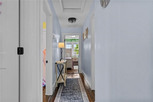 261 Columbus Ave, Pawtucket, RI 02861 - hall featuring dark wood-style floors and baseboards