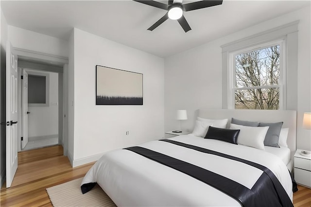 1314 Chalkstone Ave, Providence, RI 02908 - bedroom featuring light wood-style floors, ceiling fan, and baseboards