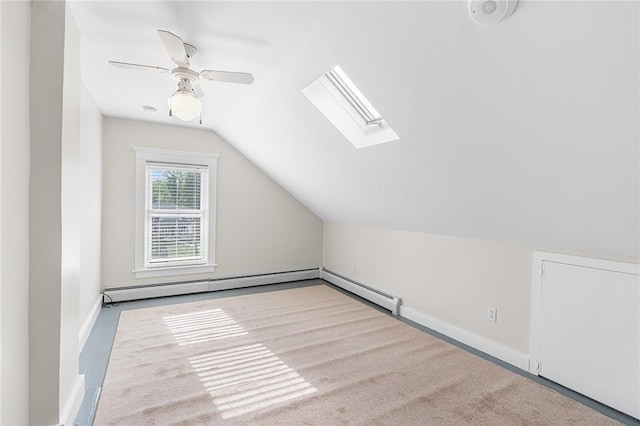 2 Francis St, Coventry, RI 02816 - additional living space with lofted ceiling, ceiling fan, a skylight, and carpet flooring