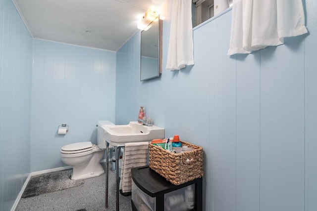 212 S Spruce St, East Providence, RI 02914 - bathroom featuring speckle patterned floor, toilet, and baseboards