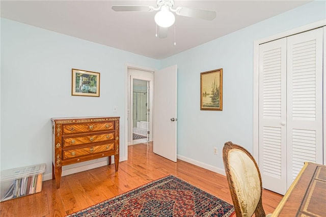 40 Haverhill Ave, North Kingstown, RI 02852 - office area with wood finished floors, a ceiling fan, and baseboards