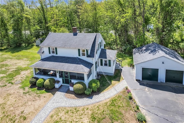 72 Old Danielson Pike, Foster, RI 02825 - aerial view of property and surrounding area featuring a heavily wooded area