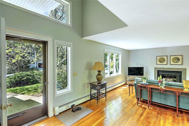 9 Misty River Ter, Narragansett, RI 02874 - living area with hardwood / wood-style floors and a fireplace