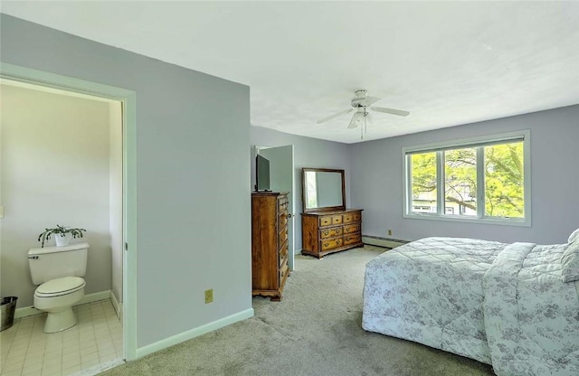 9 Misty River Ter, Narragansett, RI 02874 - bedroom featuring a baseboard heating unit, baseboards, carpet floors, and ceiling fan