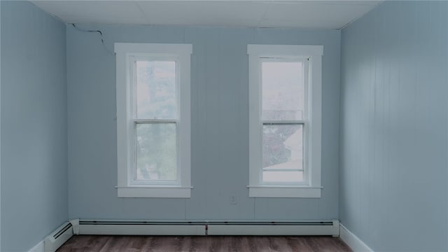 45 Ross St, Woonsocket, RI 02895 - unfurnished room featuring dark wood finished floors, a baseboard heating unit, and healthy amount of natural light
