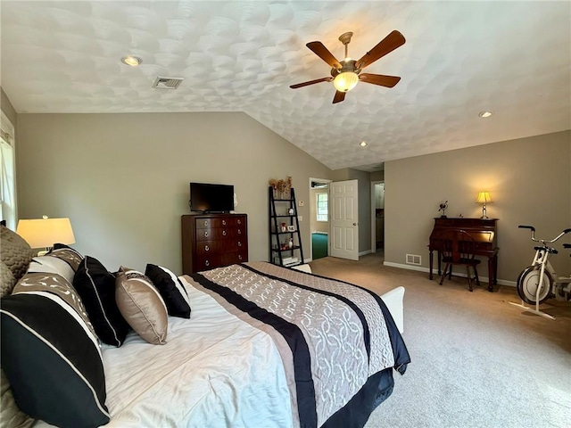36 Jasmine Cir, North Kingstown, RI 02874 - bedroom featuring vaulted ceiling, light colored carpet, baseboards, and a ceiling fan