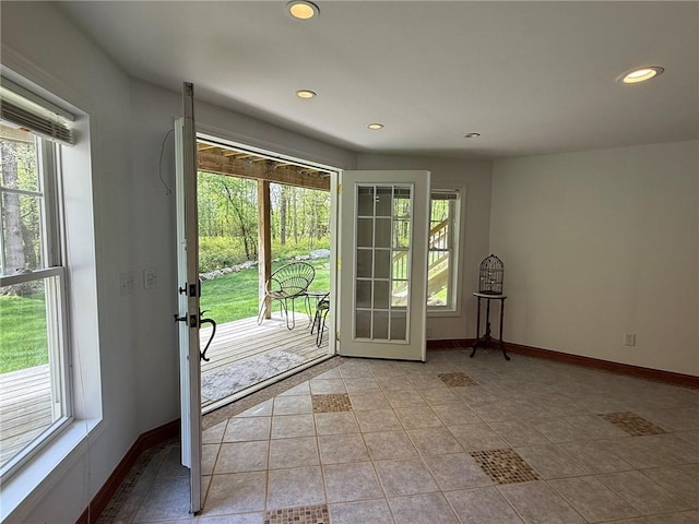 36 Jasmine Cir, North Kingstown, RI 02874 - entryway with recessed lighting, baseboards, and light tile patterned floors