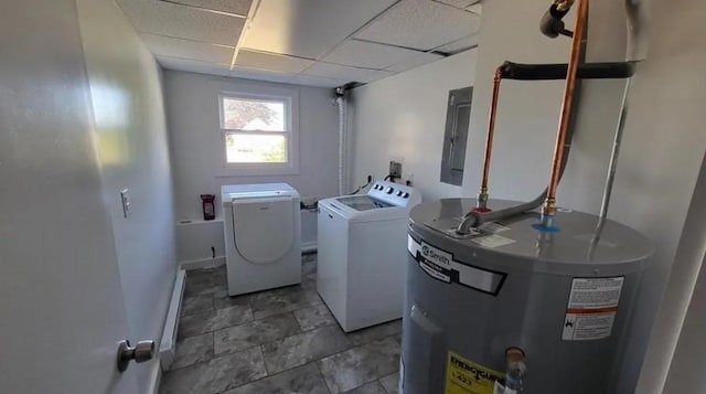 132 Maple Ave, Middletown, RI 02842 - laundry area featuring washing machine and clothes dryer, water heater, and electric panel