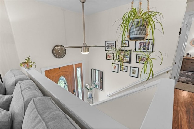 52 Eddy St, North Providence, RI 02911 - stairway featuring wood finished floors and a ceiling fan