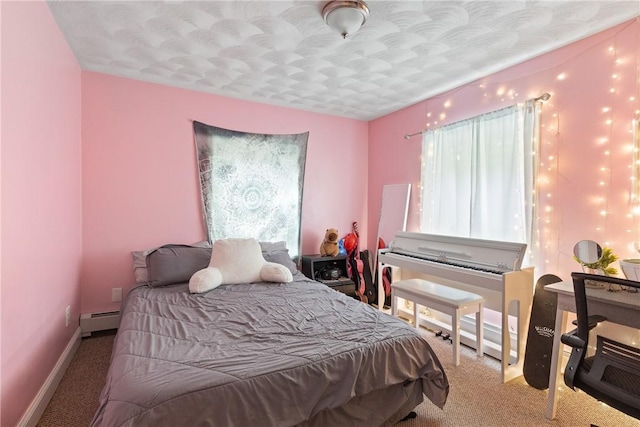 27 Aberdeen St, West Warwick, RI 02893 - carpeted bedroom with a baseboard radiator and a textured ceiling