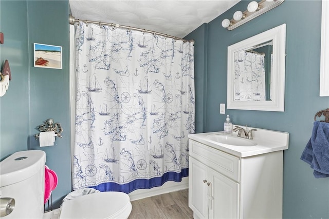 27 Aberdeen St, West Warwick, RI 02893 - full bath with toilet, vanity, a shower with curtain, and wood finished floors