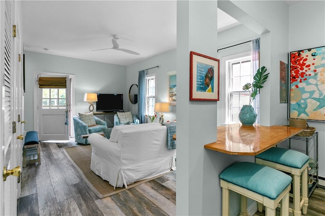 97 Narragansett Ave Unit C4, Newport, RI 02840 - living room with wood finished floors and ceiling fan