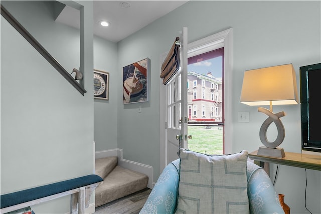97 Narragansett Ave Unit C4, Newport, RI 02840 - interior space featuring wood finished floors, baseboards, stairway, and recessed lighting