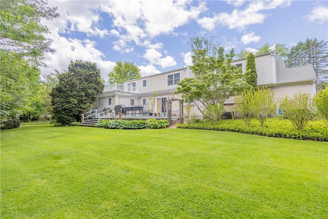 10 Bartlett Rd, Middletown, RI 02842 - view of grassy yard featuring a deck