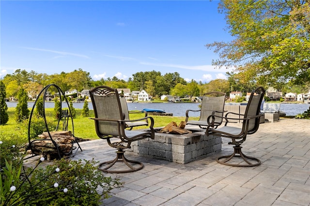 250 Shippee Plat Rd, Coventry, RI 02816 - view of patio with a fire pit and a water view