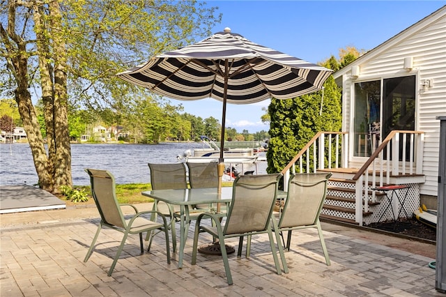 250 Shippee Plat Rd, Coventry, RI 02816 - view of patio with outdoor dining space and a water view