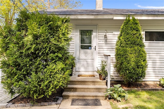250 Shippee Plat Rd, Coventry, RI 02816 - entrance to property with a chimney and roof with shingles