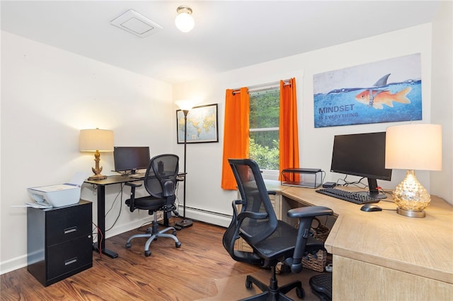 250 Shippee Plat Rd, Coventry, RI 02816 - home office with a baseboard heating unit, wood finished floors, and baseboards