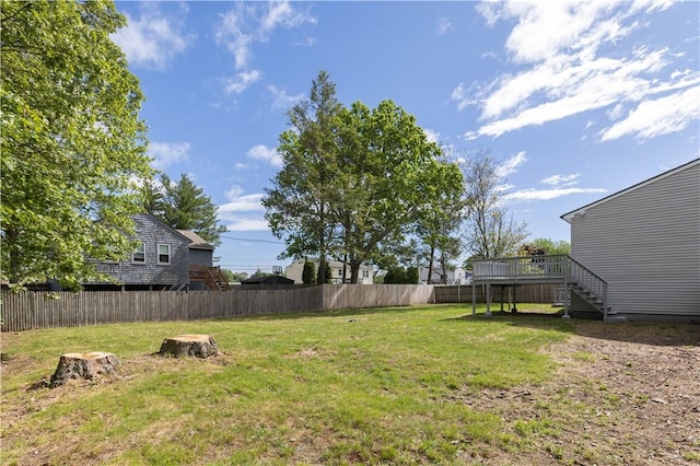 99 Scranton Ave, Warwick, RI 02888 - view of yard featuring a wooden deck and stairs