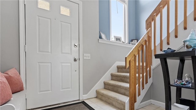 75 Valley Green Ct Unit C, North Providence, RI 02911 - foyer with stairway, baseboards, and tile patterned floors